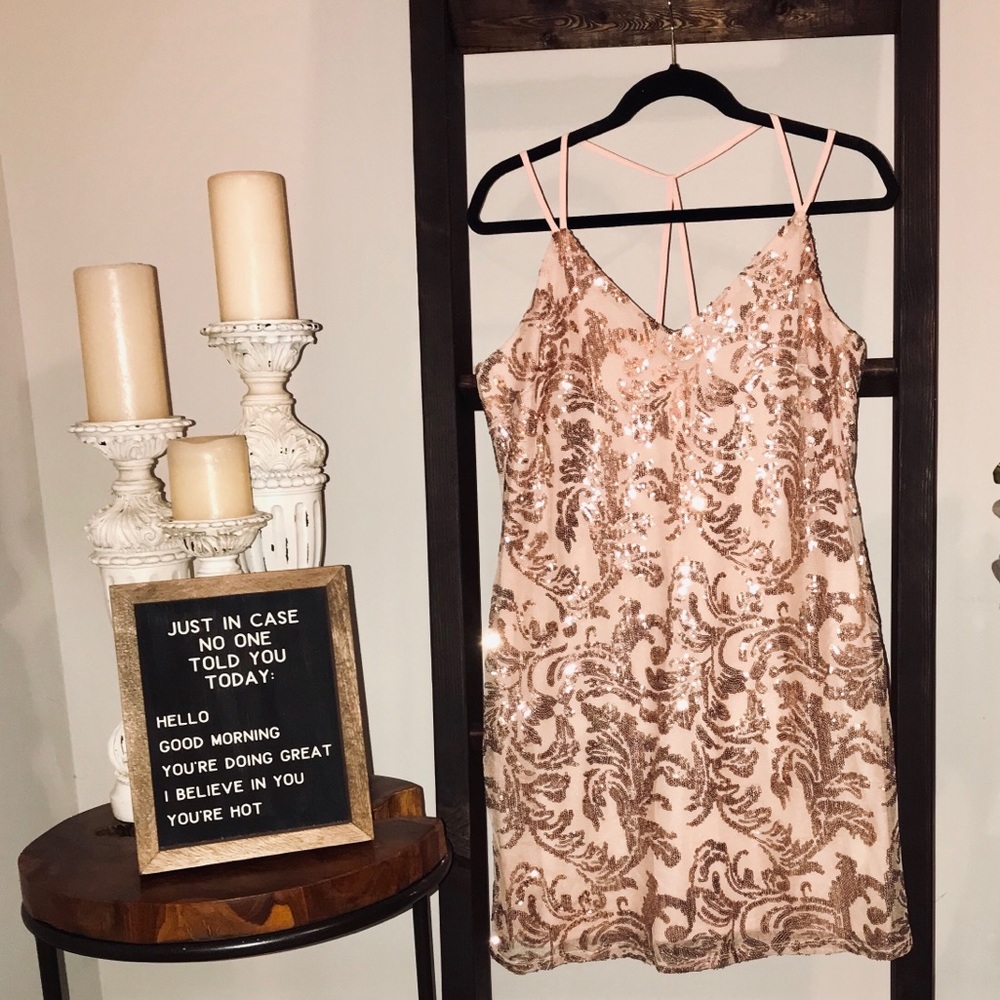 Sequin rose gold cocktail dress